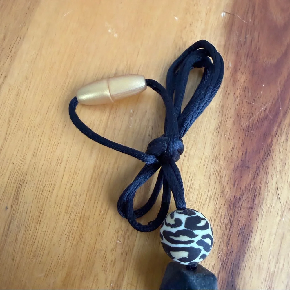 Cheetah‎ leopard rubber beads lanyard